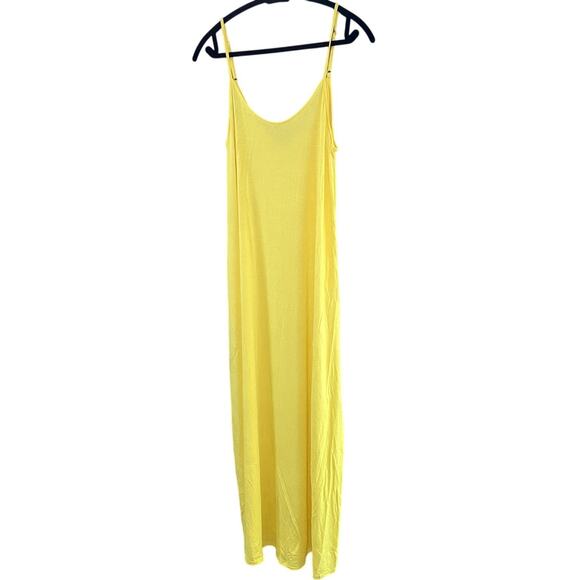 Comfy Yellow Jersey Dress with Pockets - Flowy Style - Picture 2 of 5
